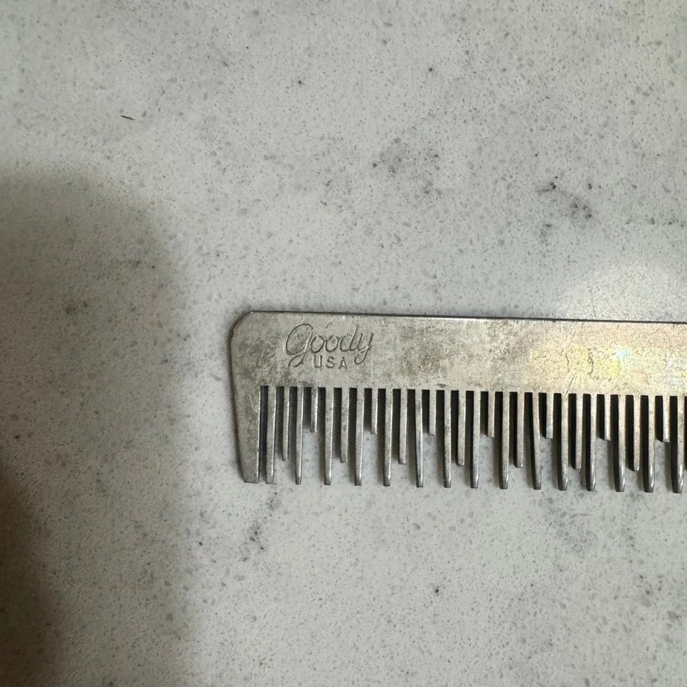 Vintage Goody Aluminum Rat Tailed Comb‎ Made in the USA 8 inch
